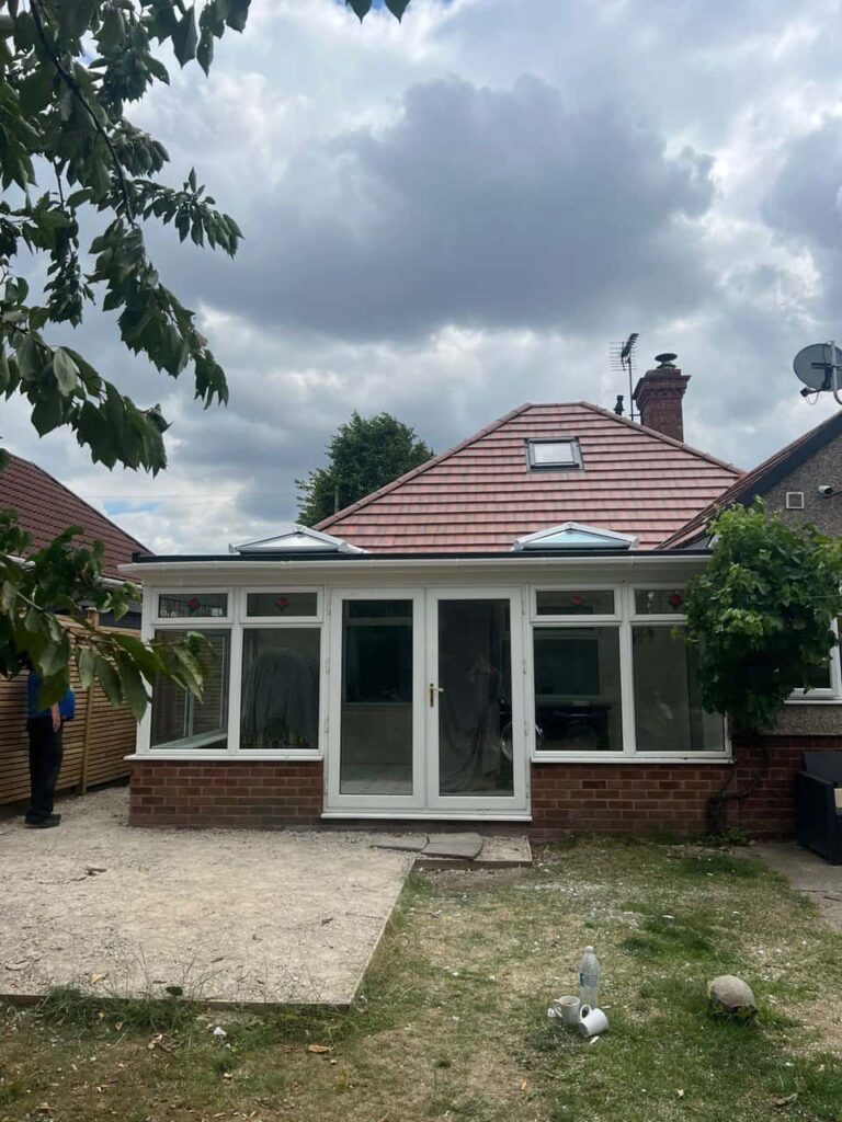 This is a photo of a hipped roof on a bungalow that has just had roof repairs carried out. Works carried out by Kirkby in Ashfield Roofing Repairs